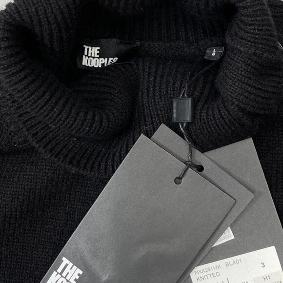 NEW THE KOOPLES Women's Funnel Neck Wool Sweater – Black – Size L – NWT - Picture 2 of 9